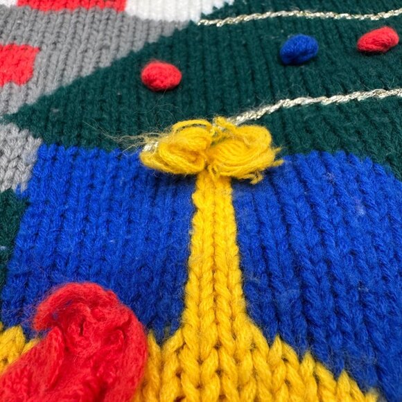 Vintage Ugly Christmas Sweater Knit 1980s Korea Tree Fireplace Kitschy Small - Picture 7 of 10